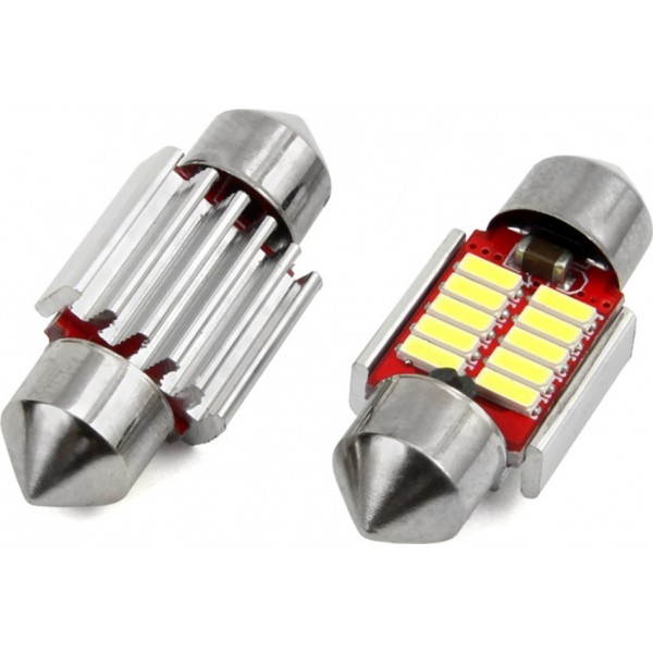 AMiO Λάμπες Αυτοκινήτου C5W Canbus LED 5600K Ψυχρό Λευκό 12-24V 2W 2τμχ (01288)