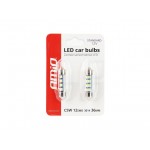 AMiO Λάμπες Αυτοκινήτου & Μοτοσυκλέτας C5W LED 5600K Ψυχρό Λευκό 12V 0.5W 2τμχ (01090)