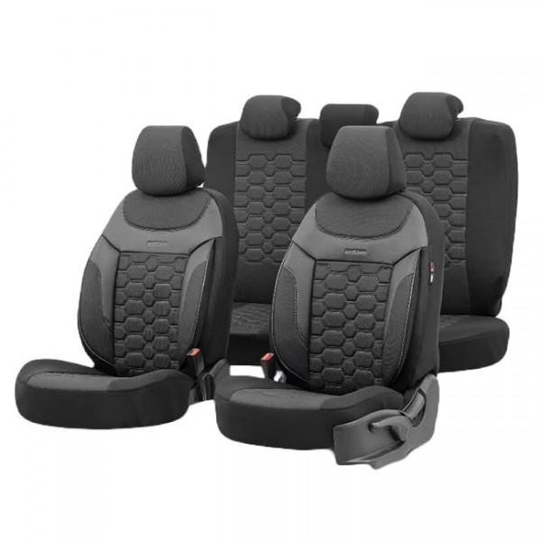Otom Καλύμματα Αυτοκινήτου Carbon Design Universal Σετ Μαύρο - Γκρι CRB-3401 11 Τεμάχια