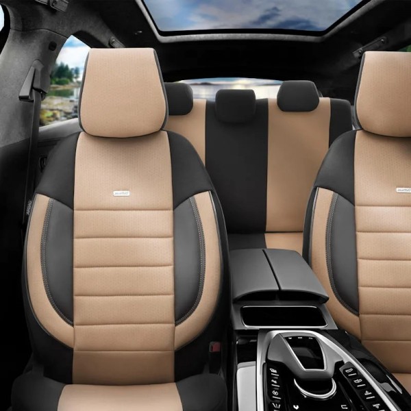 Otom Καλύμματα Αυτοκινήτου Orthopedic Design Full Σετ Εμπρός / Πίσω Μπέζ-Μαύρο PRO-103 11 Τεμαχίων