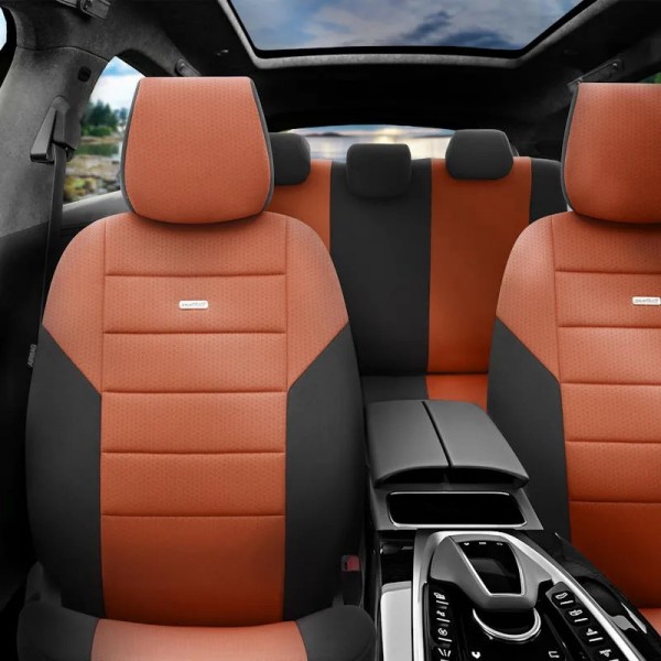 Otom Καλύμματα Αυτοκινήτου Modern Design Full Σετ Εμπρός / Πίσω Καμηλό-Μαύρο ONE-106 10 Τεμαχίων