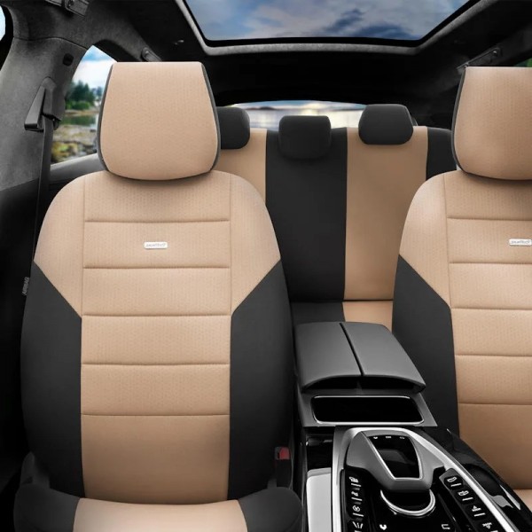 Otom Καλύμματα Αυτοκινήτου Modern Design Full Σετ Εμπρός / Πίσω Μπέζ-Μαύρο ONE-103 10 Τεμαχίων