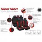 Auto Gs Καλύμματα Αυτοκινήτου Super Sport All In One Μαύρο-Κόκκινο Σετ (11 Τεμάχια)