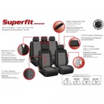 Auto Gs Καλύμματα Αυτοκινήτου Super Fit All In One Μαύρο-Γκρι Σετ (10 Τεμάχια)