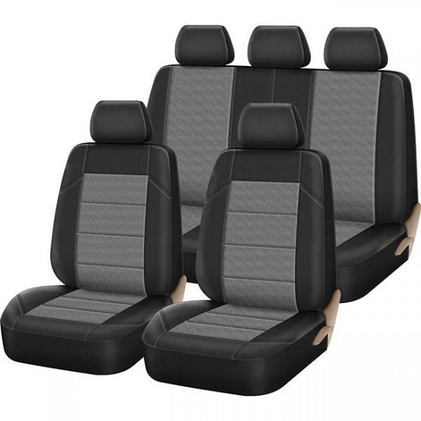 Auto Gs Καλύμματα Αυτοκινήτου Super Fit All In One Μαύρο-Γκρι Σετ (10 Τεμάχια)