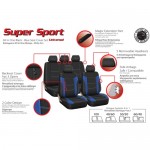 Auto Gs Καλύμματα Αυτοκινήτου Super Sport All In One Μαύρο-Μπλε Σετ (11 Τεμάχια)