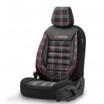 Otom GTI-801 Καλύμματα Αυτοκινήτου GTI Sports Design Jacquard / Lacost / Δερματίνη - Μαύρο - Κόκκινο (11 Τεμάχια)