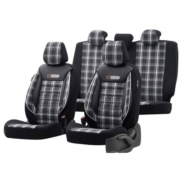 Otom GTI-807 Καλύμματα Αυτοκινήτου GTI Sports Design Jacquard / Lacost / Δερματίνη - Γκρι  (11 Τεμάχια)