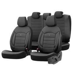 Otom INS-3502 Καλύμματα Αυτοκινήτου Inspire Design Full Δερματίνη - Μαύρο Με Γκρι Ραφή (11 Τεμάχια)