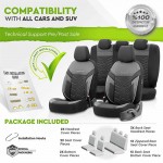 Otom RFL-2602 Καλύμματα Αυτοκινήτου Reflective Design Jacquard / Rachel / Δερματίνη - Μαύρο Με Άσπρη Ραφή (11 Τεμάχια)