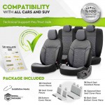 Otom RFL-2603 Καλύμματα Αυτοκινήτου Reflective Design Jacquard / Rachel / Δερματίνη - Μαύρο - Σκούρο Γκρι (11 Τεμάχια)