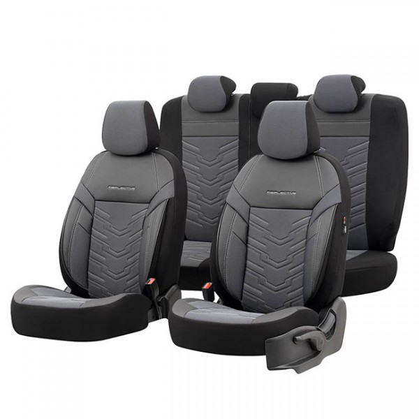 Otom RFL-2603 Καλύμματα Αυτοκινήτου Reflective Design Jacquard / Rachel / Δερματίνη - Μαύρο - Σκούρο Γκρι (11 Τεμάχια)
