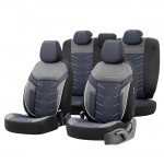 Otom RFL-2604 Καλύμματα Αυτοκινήτου Reflective Design Jacquard / Rachel / Δερματίνη - Μαύρο Με Μπλε Ραφή (11 Τεμάχια)