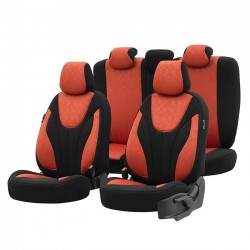 Otom Καλύμματα Αυτοκινήτου Ruby Design Universal Σετ Εμπρός / Πίσω "Terracota" Μαύρο - Κεραμιδί RBY-1204 11 Τεμαχίων