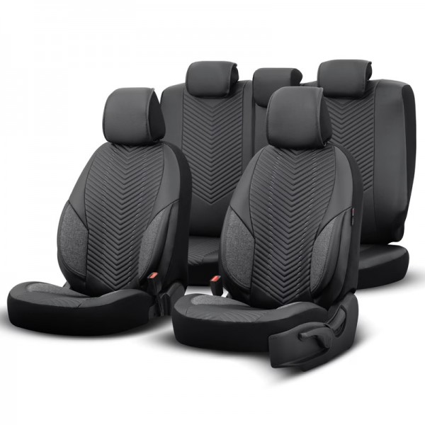 Otom Καλύμματα Αυτοκινήτου Advanced Leather Universal Σετ Εμπρός / Πίσω Μαύρο / Smoke ΑDV-103 11 Τεμαχίων