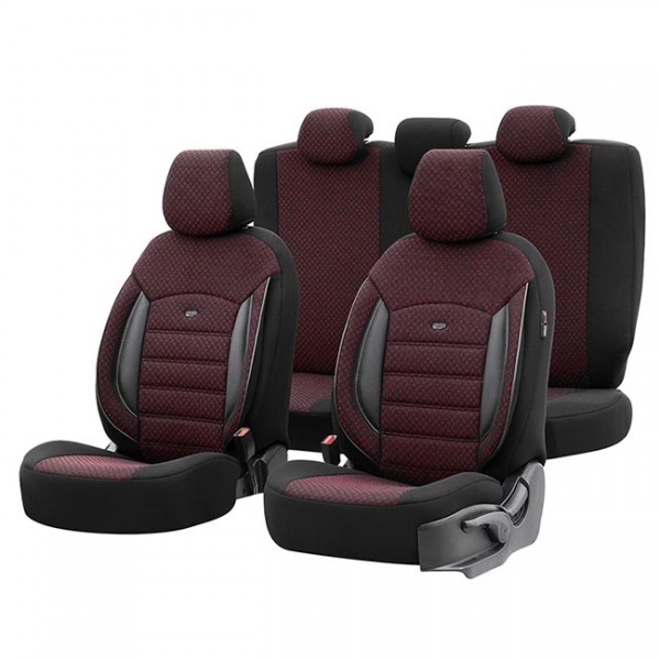 Otom Καλύμματα Αυτοκινήτου Sport Plus Design Universal Σετ Εμπρός / Πίσω Μαύρο - Μπορντό SPTPLS-103 11 Τεμάχια