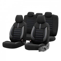 Otom Καλύμματα Αυτοκινήτου Limited Design Universal Σετ Εμπρός / Πίσω Μαύρο Με Μπλε Ραφές LMT-103 11 Τεμαχίων