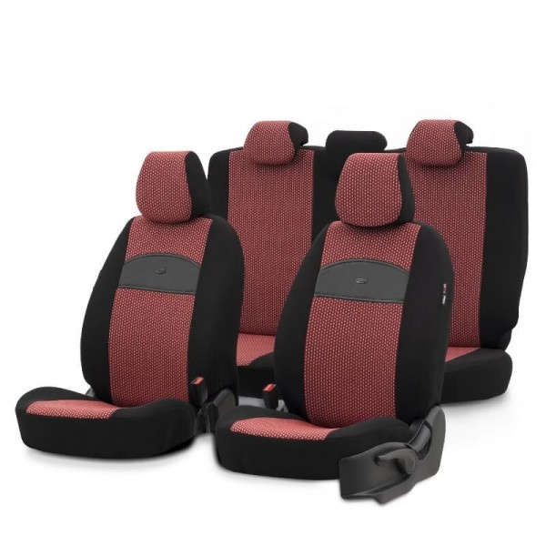 Otom Καλύμματα Αυτοκινήτου Smart Design Universal Σετ Εμπρός / Πίσω Μαύρο / Κόκκινο SLTSMT103-NZ 11 Τεμαχίων