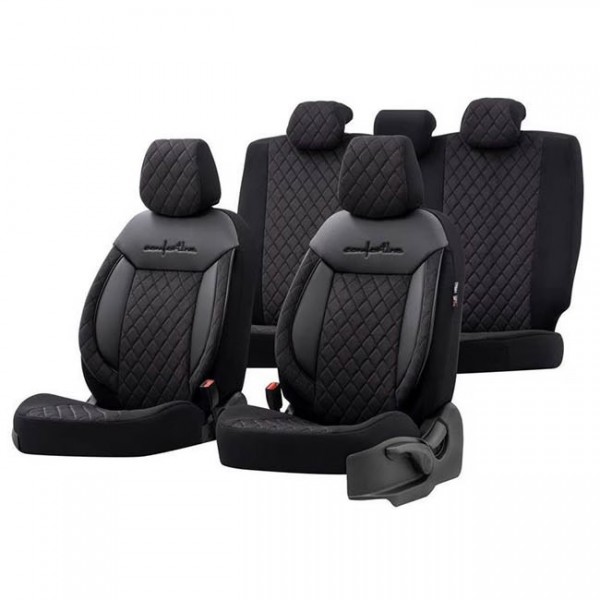 Otom Καλύμματα Αυτοκινήτου Comfortline VIP Design Σετ 11 Τεμαχίων Μαύρο Με Μαύρο Κέντημα CMV-238