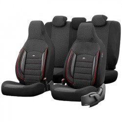 Otom Καλύμματα Αυτοκινήτου Sport Plus City Design Universal Μαύρο Με Κόκκινο Κέντημα SPTPLS-102CTY 11 Τεμαχίων