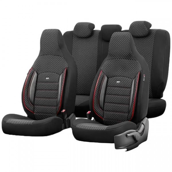 Otom Καλύμματα Αυτοκινήτου Sport Plus City Design Universal Μαύρο Με Κόκκινο Κέντημα SPTPLS-102CTY 11 Τεμαχίων