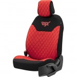 Otom RSX Sport Ημικάλυμμα Καθίσματος Αυτοκινήτου Ύφασμα Κεντητό Καπιτονέ Κόκκινο - Μαύρο RSXL-104 (2 Τεμάχια)