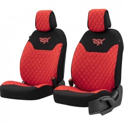 Otom RSX Sport Ημικάλυμμα Καθίσματος Αυτοκινήτου Ύφασμα Κεντητό Καπιτονέ Κόκκινο - Μαύρο RSXL-104 (2 Τεμάχια)