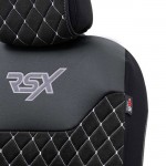 Otom Ημικάλυμμα Καθίσματος Αυτοκινήτου RSX Diamond Sued / Δερματίνη Καπιτονέ Μαύρο Με Άσπρη Ραφή RSXT-102 1 Τεμάχιο