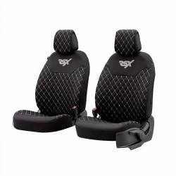 Otom RSX Sport Ημικάλυμμα Καθίσματος Αυτοκινήτου Ύφασμα Κεντητό Καπιτονέ Μαύρο Με Άσπρη Ραφή RSXL-101 (2 Τεμάχια)