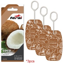 Feral Σετ Αρωματικών Αυτοκινήτου Fruity Collection Coconut 3 Τεμάχια