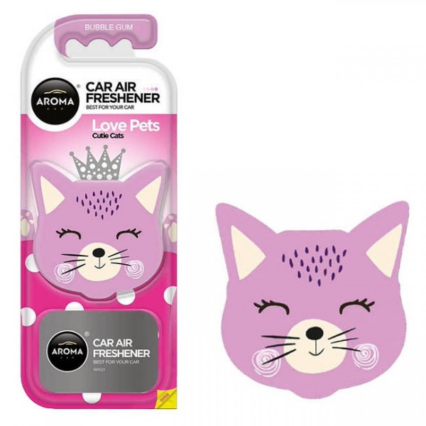 Auto Gs Αρωματικό Αυτοκινήτου Κρεμαστό Aroma Cutie Cats Bubble Gum