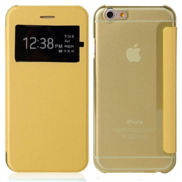 OEM Slim Clear View Flip Cover για Apple iPhone 6 - 6S – Κίτρινο