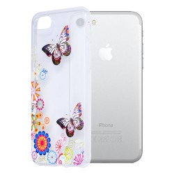 Okkes TPU Print Butterfly για Apple iPhone 7 - 8 – Διαφανές